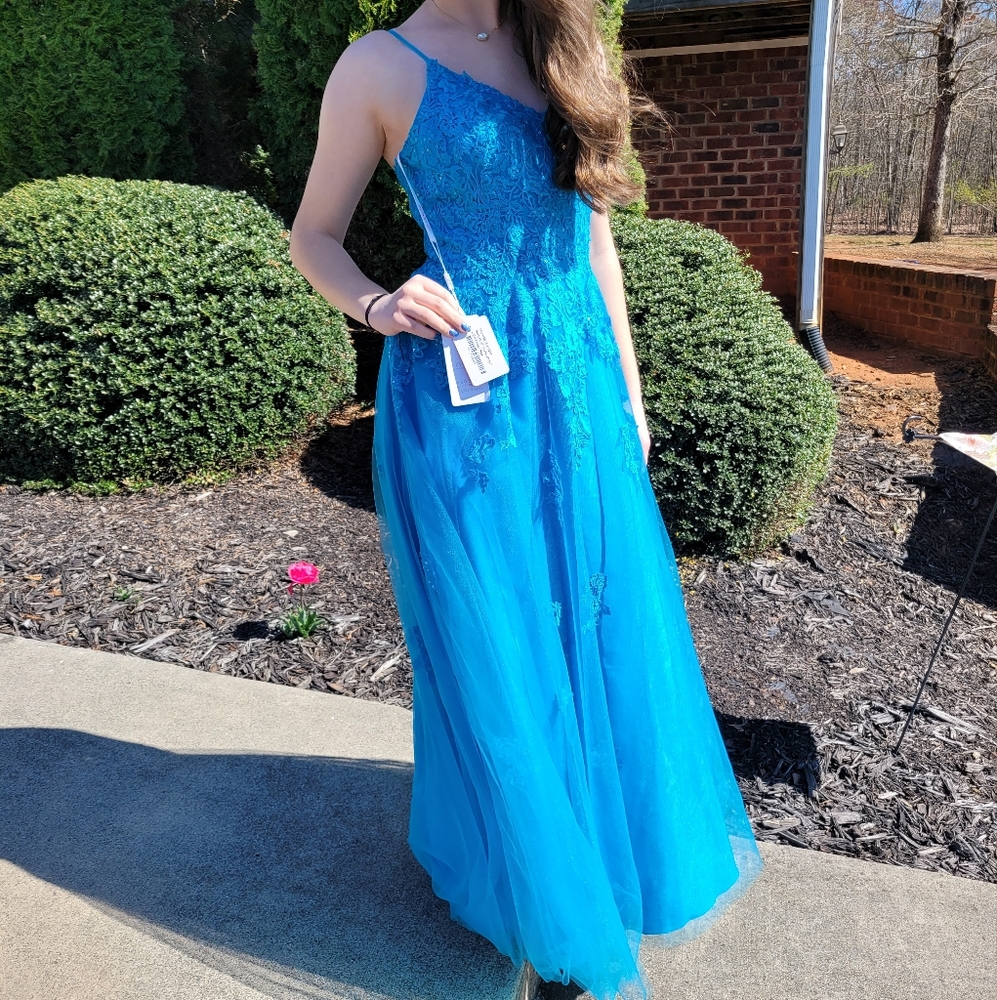 Ocean Blue Prom Dress - Picture 2 of 13